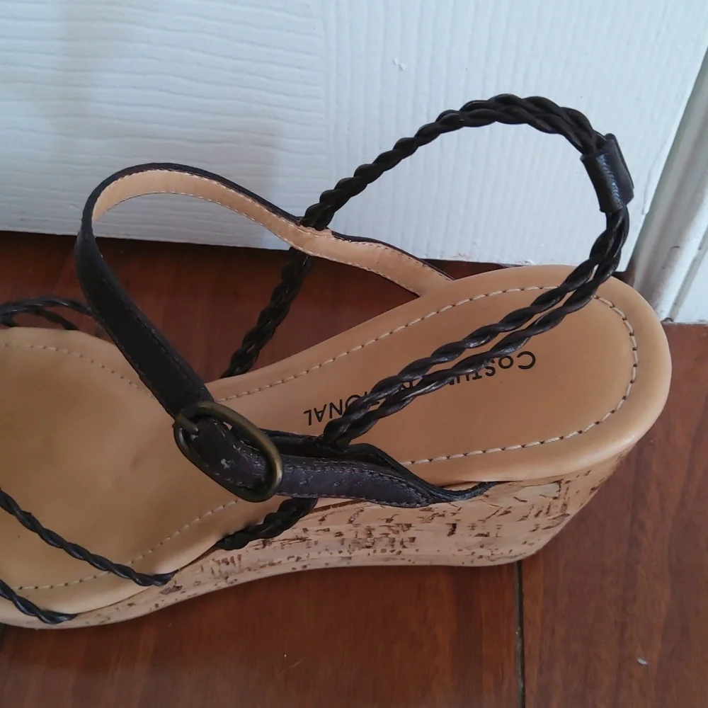 COSTUME NATIONAL Brown Braided Cork Wedges - Picture 4 of 4